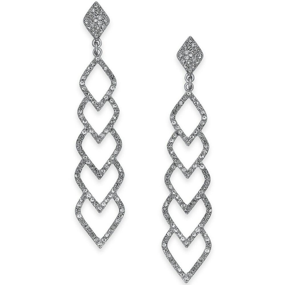 I.N.C.‎ Silver-Tone Pavé Linear Drop Earrings